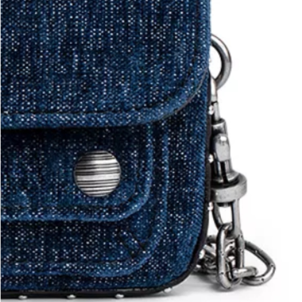 Zadig & Voltaire Kate Denim Wallet On A Chain Crossbody Clutch - Picture 9 of 17